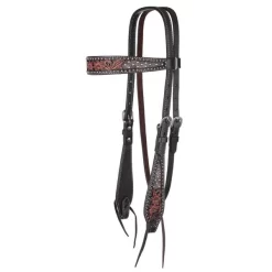 Circle Y Saddlery Dark Flash Arizona Flower Browband Headstall -Equestrian Supplies Sale 1008 12 SC pg 20234