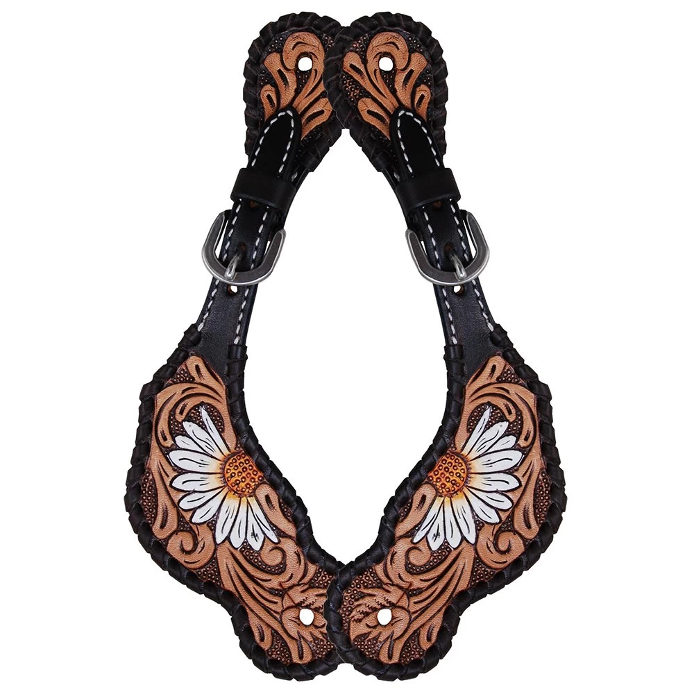 Rafter T Ranch Company Ladies Painted Daisy Spur Straps 1 Rafter T Ranch Company Ladies Painted Daisy Spur Straps