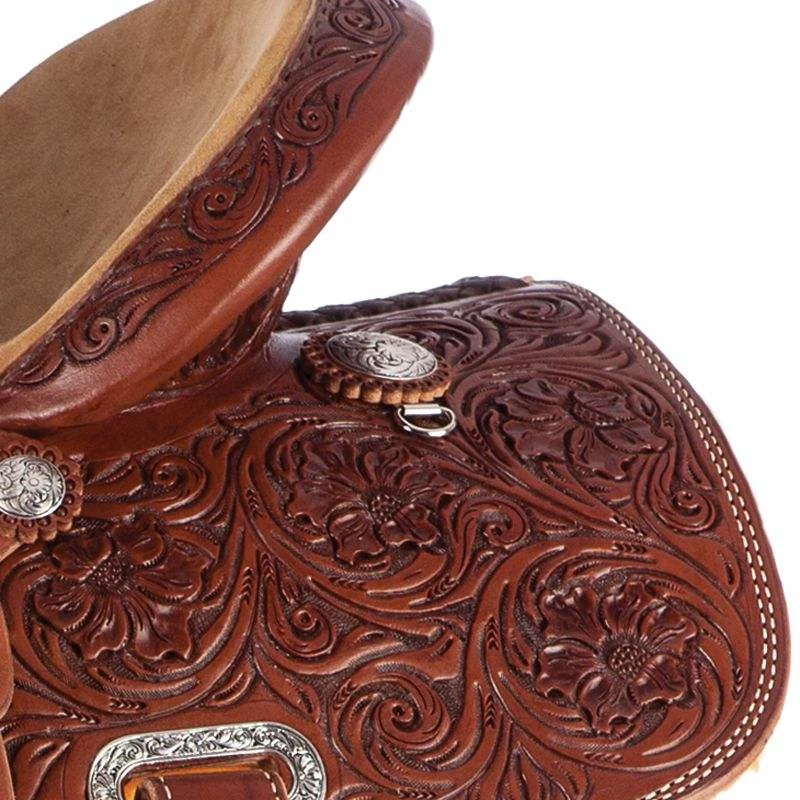 Nrs Competitors Chocolate 1/2 Breed Jay Flower Youth Barrel Saddle 2 Nrs Competitors Chocolate 1/2 Breed Jay Flower Youth Barrel Saddle - Image 2