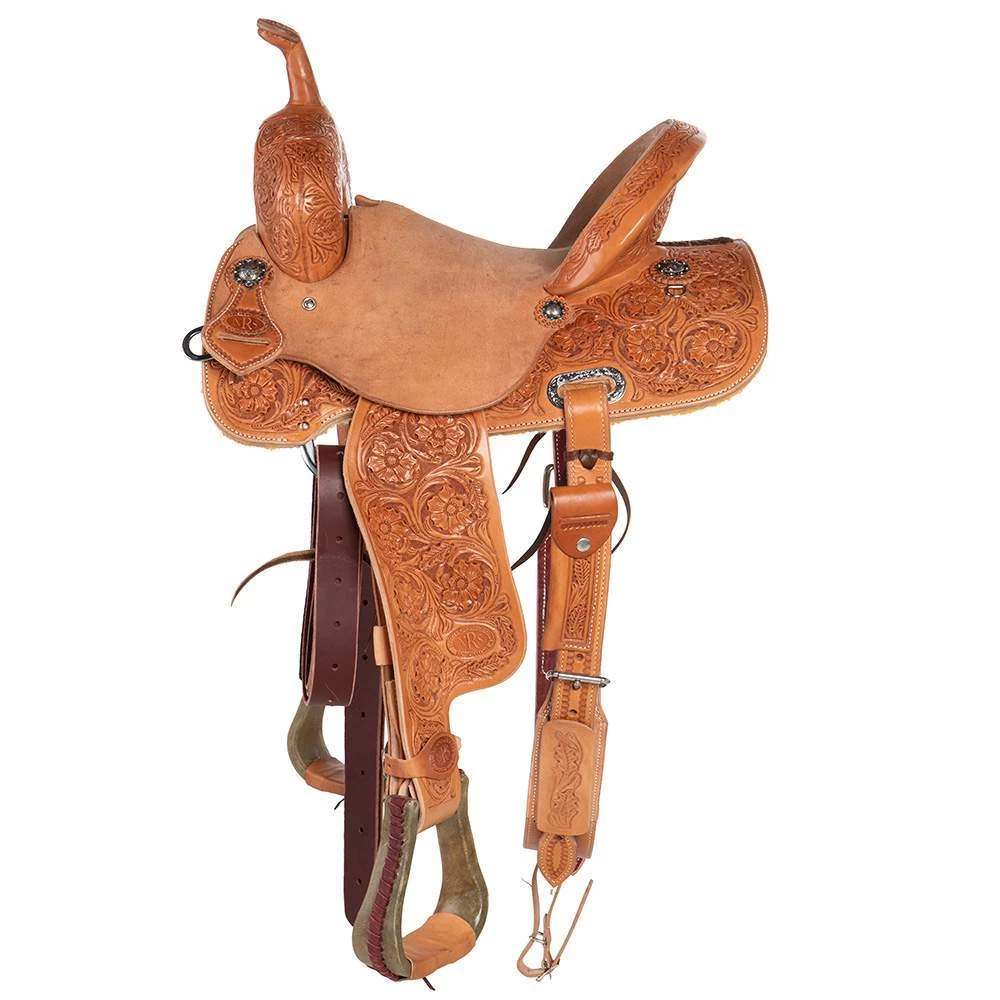 Nrs Competitors NRS Competitor Series 7/8 Breed Prairie Flower Natural Barrel Saddle 2 Nrs Competitors NRS Competitor Series 7/8 Breed Prairie Flower Natural Barrel Saddle - Image 2