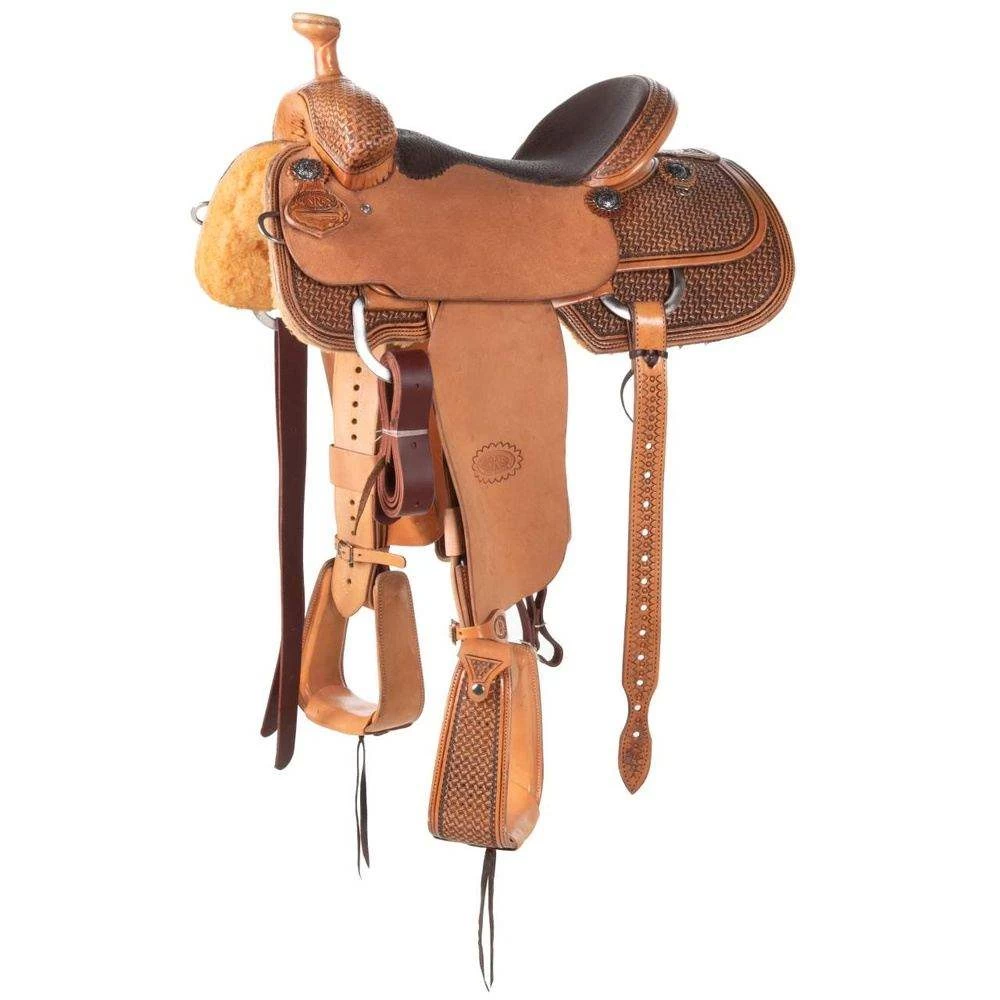 Nrs Competitors NRS 1/2 Breed Antique Windmill With Choc Bulhide Seat Team Roping Saddle 2 Nrs Competitors NRS 1/2 Breed Antique Windmill With Choc Bulhide Seat Team Roping Saddle - Image 2