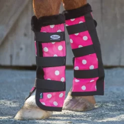 Mackey Equine Modern Vintage Pink Dotty Mesh Fly Boot With Fleece Binding