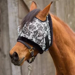 Mackey Equine Accessories Dandy Floral Mesh Fly Mask With Fleece Binding