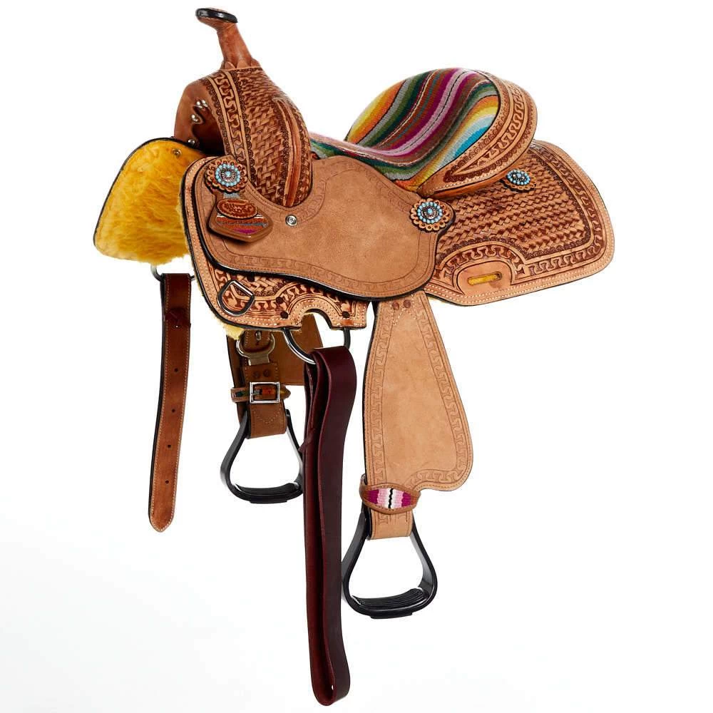 Tough 1 10in. Woven Serape Seat Barrel Saddle 1 Tough 1 10in. Woven Serape Seat Barrel Saddle