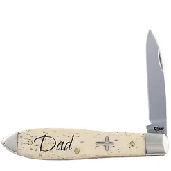 CASE XX Natural Bone Dad Cross Shield Tear Drop Knife CA672206