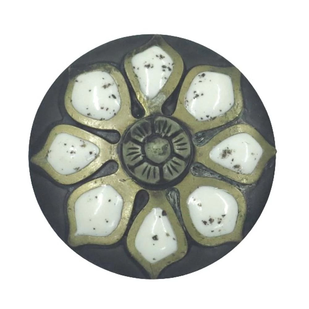 NRS White Stone Flower Petal Brass Antique 1 1/2 Inch Concho 1 NRS White Stone Flower Petal Brass Antique 1 1/2 Inch Concho