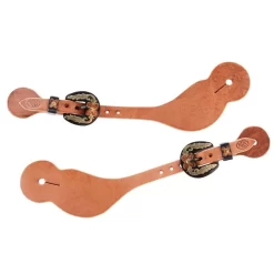 Nrs Tack Natural 5/8 Inch Spur Straps With Floral Heel Buckle