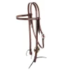 Nrs Tack Economy Oiled 5/8 Inch Browband Headstall With Copper Flower Silver Bar Cart Buckle