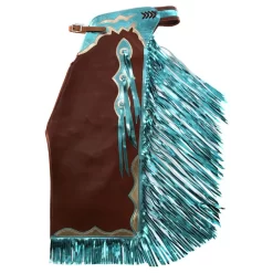 Saddle Barn Tack Brown Turquiose And Gold Rodeo Chaps