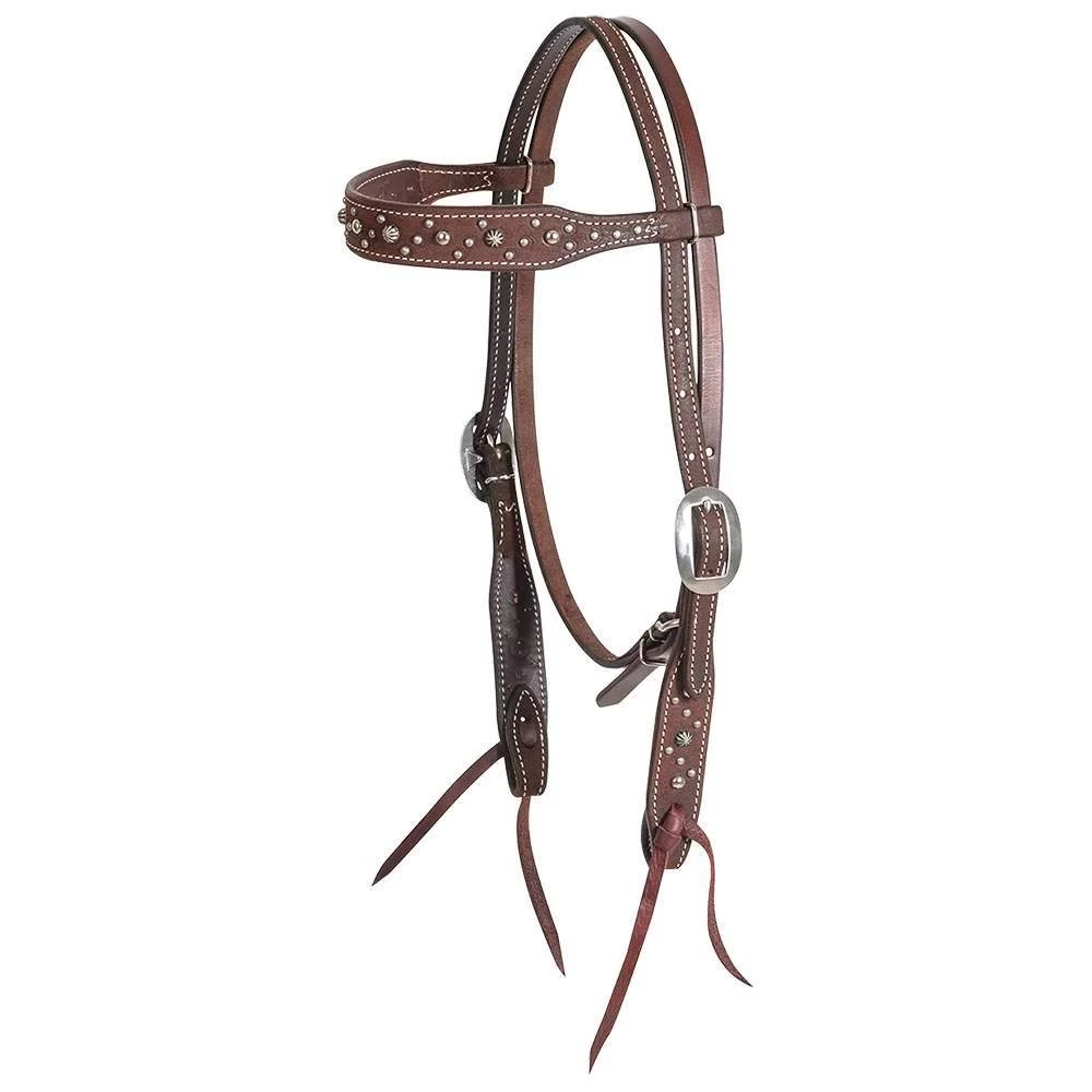 Martin Saddlery Roughout Browband Headstall W/Pewter Dots 1 Martin Saddlery Roughout Browband Headstall W/Pewter Dots