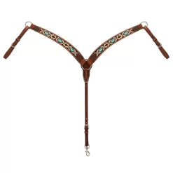 Weaver Leather Turquoise Cross Aztec Contoured Breast Collar