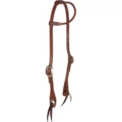 NRS Sliding Oiled One Ear Headstall W/Tie Bit Ends And Conchos