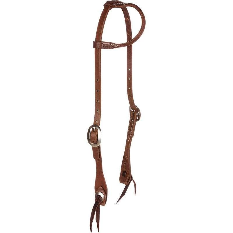 NRS Sliding Oiled One Ear Headstall W/Tie Bit Ends And Conchos 1 NRS Sliding Oiled One Ear Headstall W/Tie Bit Ends And Conchos