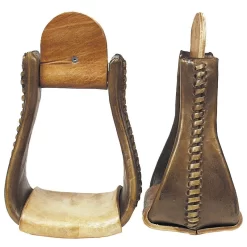 NRS Deluxe Rawhide Covered Wood Bell Stirrups