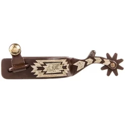 Weaver Leather Men's Antiqued Spur With Engraved German Silver Aztec Design