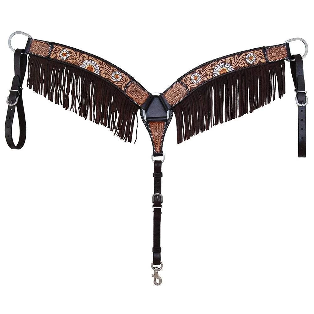 Rafter T Ranch Company Painted Daisy Breast Collar With Fringe 2 Rafter T Ranch Company Painted Daisy Breast Collar With Fringe - Image 2