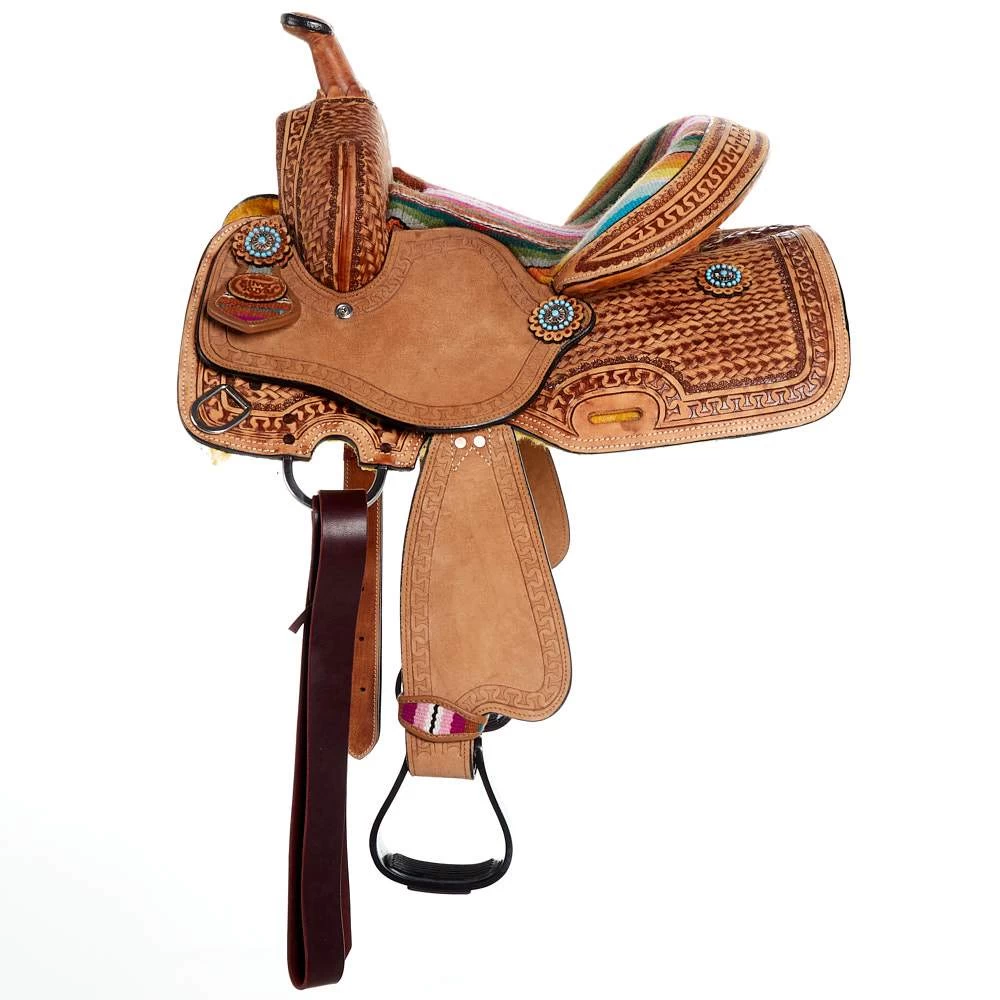 Tough 1 10in. Woven Serape Seat Barrel Saddle 2 Tough 1 10in. Woven Serape Seat Barrel Saddle - Image 2