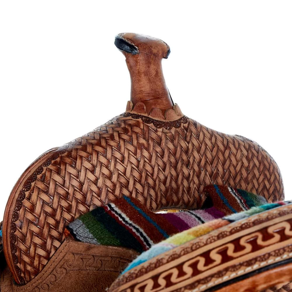 Tough 1 10in. Woven Serape Seat Barrel Saddle 3 Tough 1 10in. Woven Serape Seat Barrel Saddle - Image 3