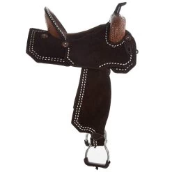 Tomahawk Chocolate Roughout 14 1/2 Inch Barrel Saddle With Tooling And White Buckstitch 8 Tomahawk Chocolate Roughout 14 1/2 Inch Barrel Saddle With Tooling And White Buckstitch -Equestrian Supplies Sale TH 006 04